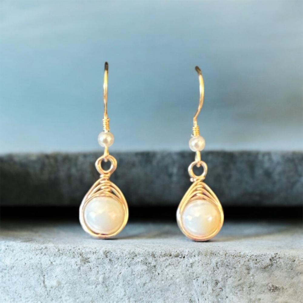 Gold and Pearl Teardrop Earrings